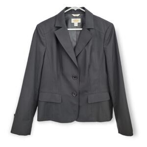 Vintage TALBOTS Y2K Black Blazer Size 8 Stretch Wool/Silk